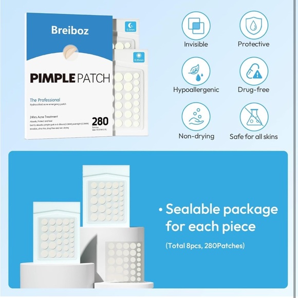 280 Hydrocolloid Acne Patches, Zit Patches for Day and Night Invisible - Picture 7 of 9
